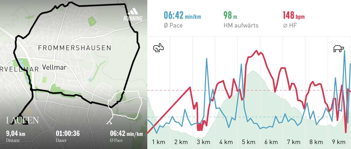 Laufgruppe 10. Mai 2025 Strecke
