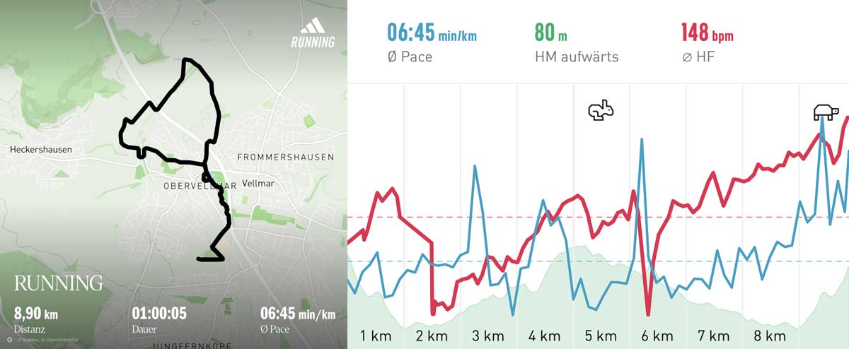 Laufgruppe 08. August 2025 Strecke